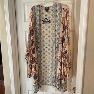 Angie Geometric Patterned Kimono With Flowy Sleeves